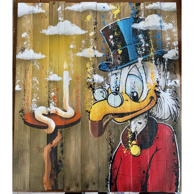 Skayzoo, The Philosopher Scrooge's Lamp, 2023, Mixed-Media on Wood For Sale - Image 4 of 4