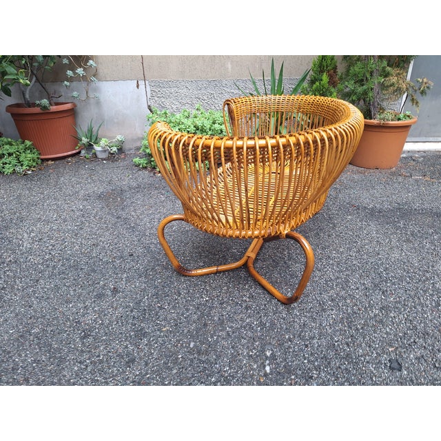 Large Vintage Rattan Armchair, 1950s For Sale - Image 13 of 15
