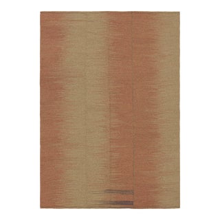 Rug & Kilim’s Contemporary Kilim in Red and Beige Stripes and Geometric Patterns For Sale