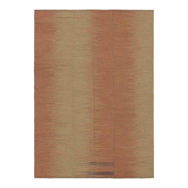 Rug & Kilim’s Contemporary Kilim in Red and Beige Stripes and Geometric Patterns For Sale