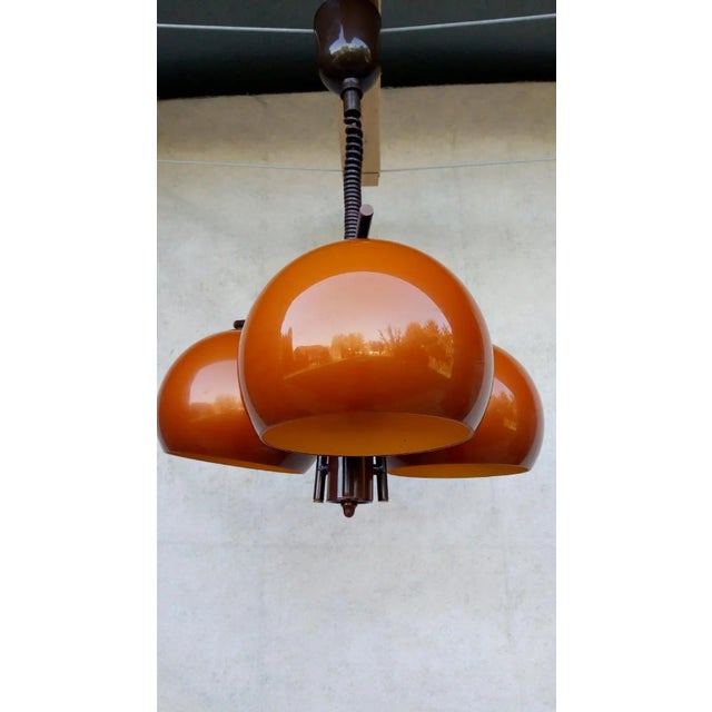 Mid-Century Modern Vintage Red Chandelier, 1980s For Sale - Image 3 of 11