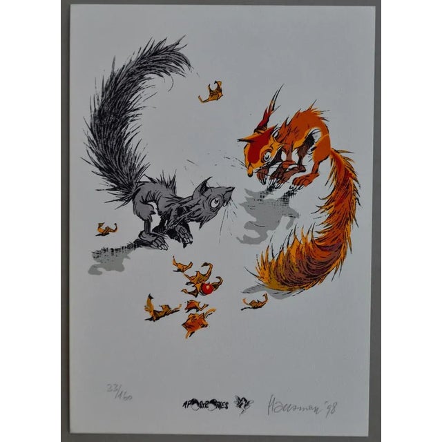 Rene Hausman Squirrels, 1998 screen printing Edit apostrophes Signed and numbered by Haussmann No. 33 / 160 copies...