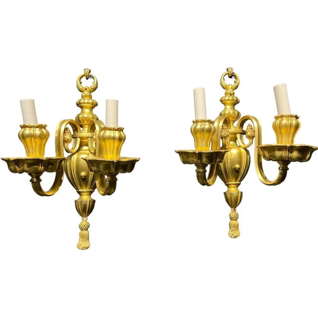 Bronze 1920s Caldwell Gilt Bronze Sconces For Sale - Image 8 of 8