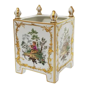Square Porcelain Cachepot Centerpiece Flower Pot Hand-Painted Jardinière Caisse Carrée À Fleurs Gift