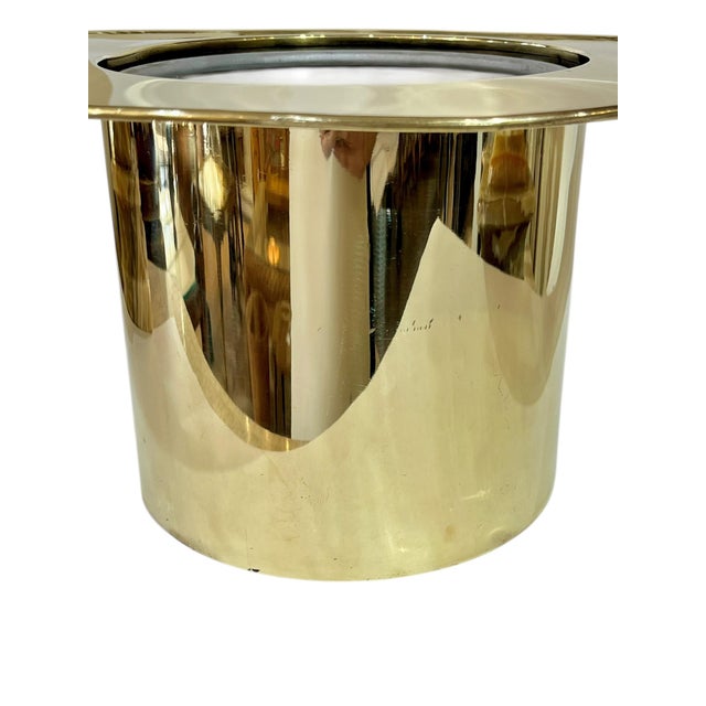Vintage French Brass Art Deco Style Brass Finish Top Hat Ice Champagne Bucket Cooler For Sale - Image 4 of 18