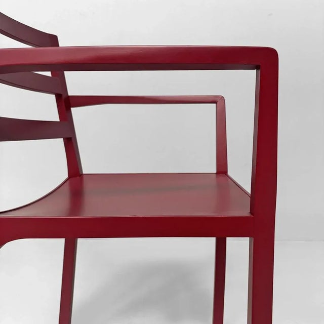 Italian Modern Armchair in Burgundy Varnished Wood, 1980s For Sale - Image 13 of 18