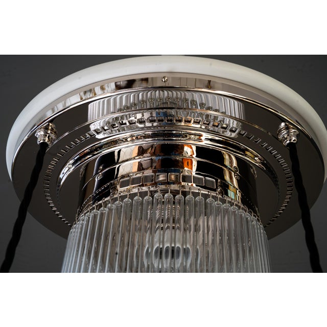 Art Deco Nickel Chandelier with Glass Sticks, 1920s For Sale - Image 13 of 18