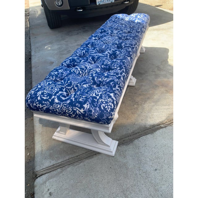 1970s Mid Century Neoclassical Ottoman or Bench Upholstered in Ralph Lauren For Sale - Image 5 of 12