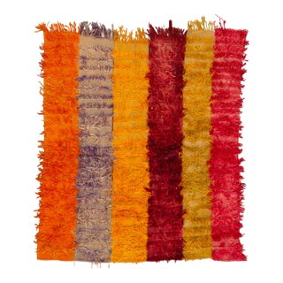 Multicolor Vintage Turkish Tulu Wool Rug For Sale