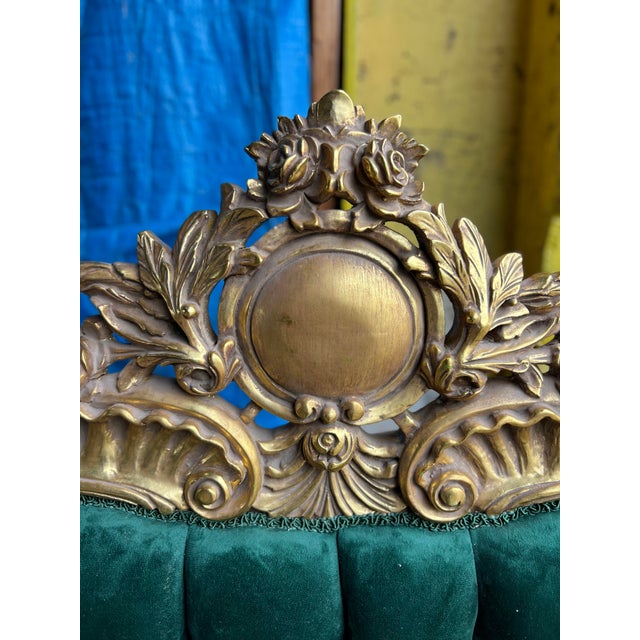 Throne Sofa Settee Love Seat in Gold Leaf For Sale In New York - Image 6 of 12