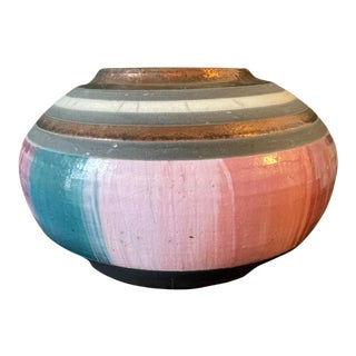 Vintage Mark Nowak Raku Pottery Vase Singed For Sale