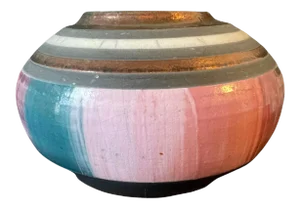 Vintage Mark Nowak Raku Pottery Vase Singed