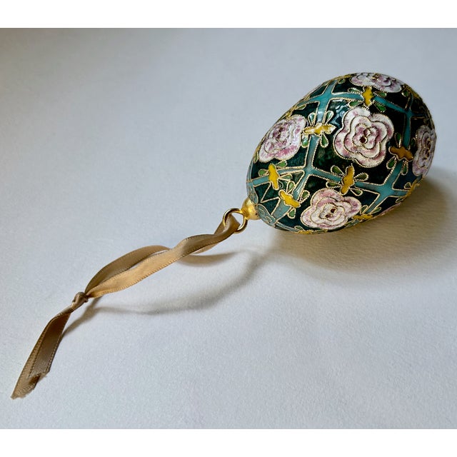 1970s Faberge Style Cloisonne Enamel Egg Ornament, 1970's For Sale - Image 5 of 16