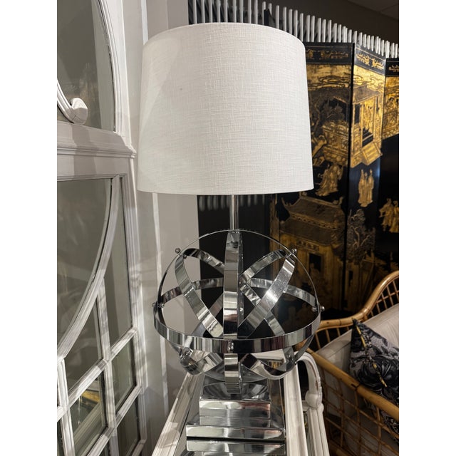 1990s Chrome Sphere Table Lamps - a Pair For Sale - Image 4 of 4