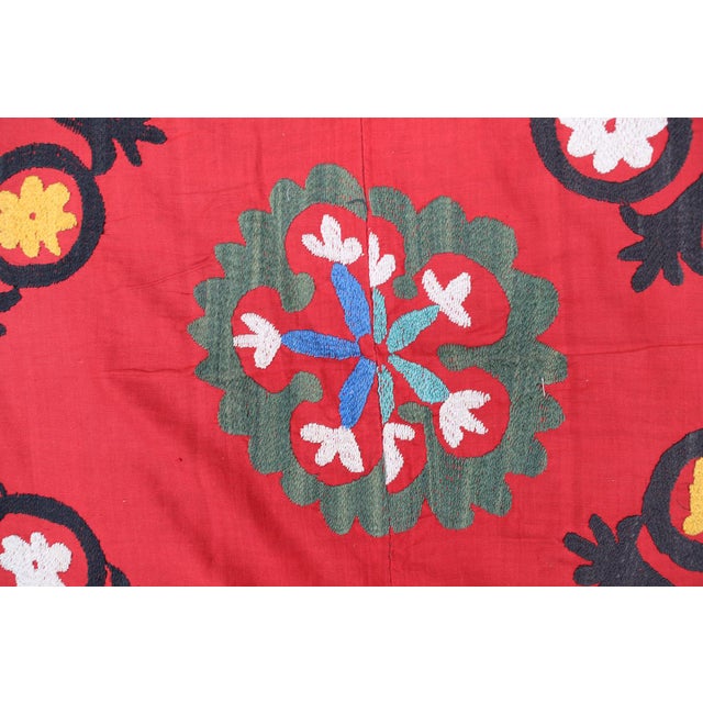Large Vintage Suzani Embroidered Textile Samarkand Uzbekistan For Sale In Los Angeles - Image 6 of 7