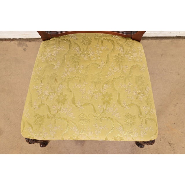 Romweber Antique French Provincial Louis XV Carved Walnut Dining Chairs, Set of Four For Sale In South Bend - Image 6 of 11