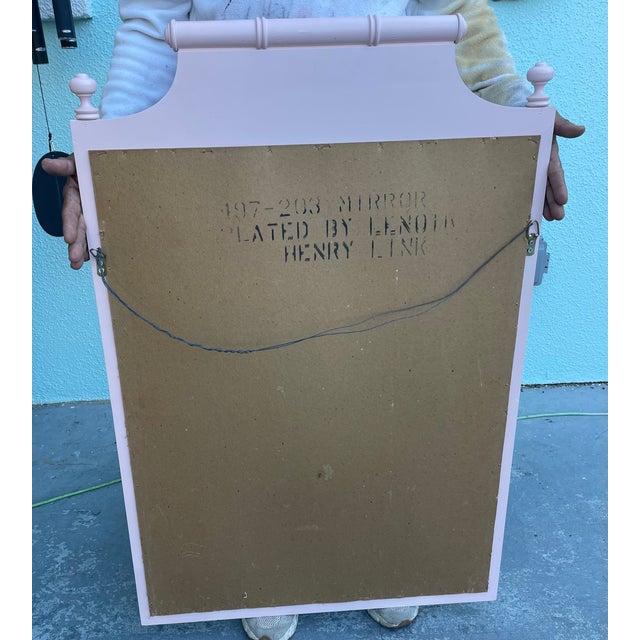 Wood Henry Link Pagoda Mirror in Giorgia Pink Lacquer – Satin Finish, 41” H For Sale - Image 7 of 7