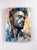 In "The Veil of Now," a striking mixed media composition captures the essence of a contemplative figure, whose features...