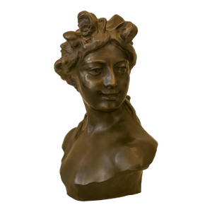 Antique Bronze Bust “Flora” by Jef Lambeaux, Circa 1880