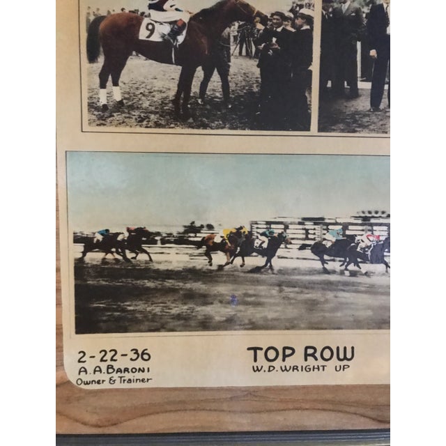 American Vintage 1936 Framed Art of Santa Anita $100,000 Handicap Winner Top Row Ridden by D. Wright For Sale - Image 3 of 13