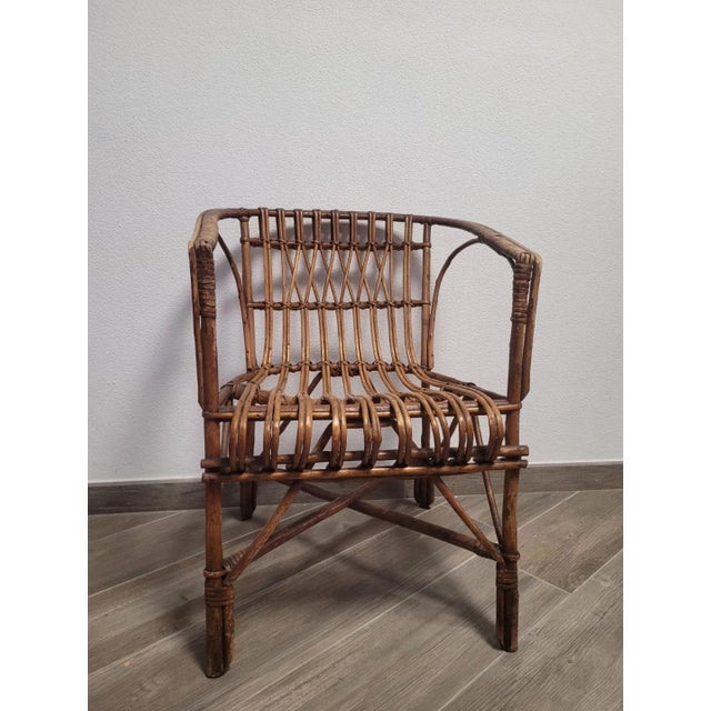 Bamboo armchair with a wide backrest. Excellent structural condition, visible signs of age. Dimensions: Length: 55 cm...