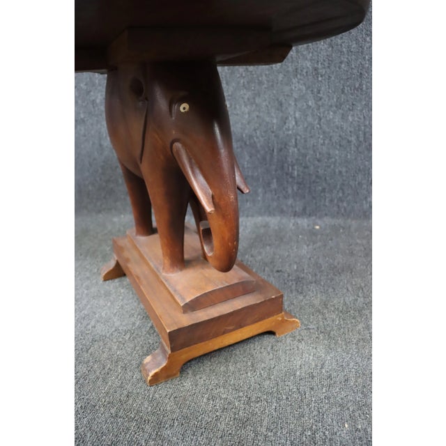 Brown Modern Elephant Base Accent Table For Sale - Image 8 of 9