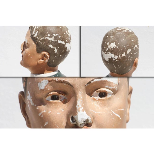 Sculpture Materials 1920s French Art Deco Life-Size Plaster Hat Mannequin Bust For Sale - Image 7 of 13