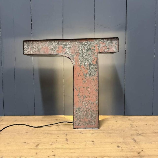 Large Zinc Letter T with Lighting from America For Sale - Image 11 of 18