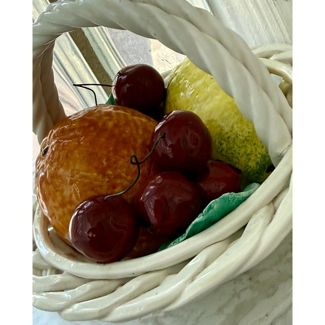 Vintage 1970’s Italian Ceramic, Majolica Fruit Basket, in the Style of Bassano For Sale - Image 10 of 12
