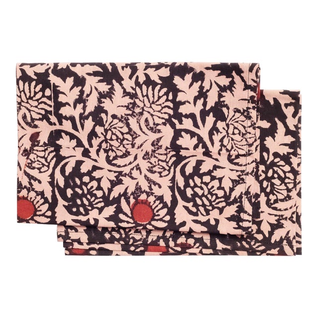 Hummus Floral Cotton Table Napkins- Set of 2 For Sale