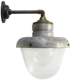 Vintage Aluminium Brass and Frosted Glass Sconce