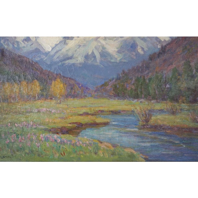Early 20th Century Original Oil Painting Landscape -- High Sierras Alpine Meadow by Frederick Carl Smith For Sale - Image 4 of 7