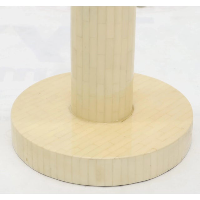 Mid-Century Modern tessellated bone tiles cylinder shape floor lamp. High quality vintage lamp. Karl Springer Enrique...