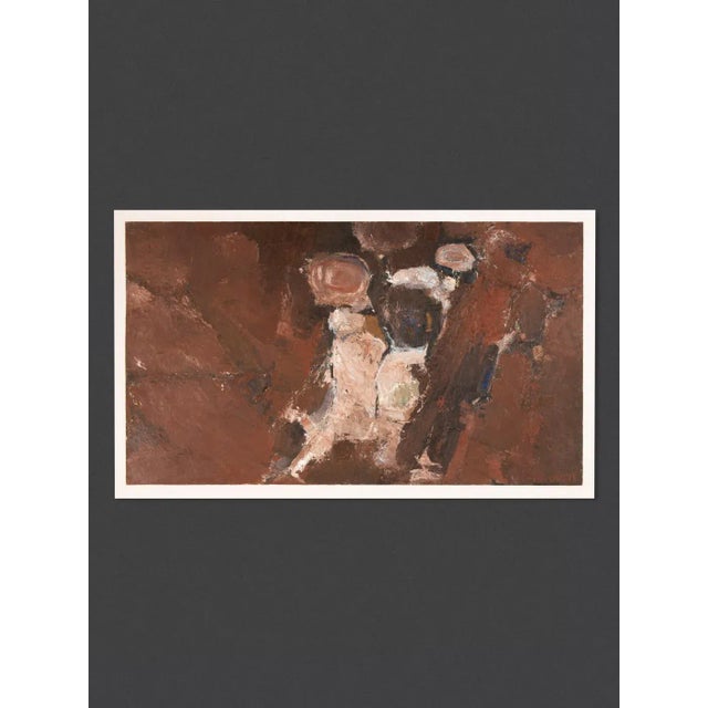 Fritz KARLSSON "Tecken i Sten 1" (Signs in stone 1). Abstract painting painted in brown earth tones. Dated 1970, the pasty...
