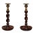 Pair of Oak Barley Twist Candlesticks With Brass Sconces For Sale