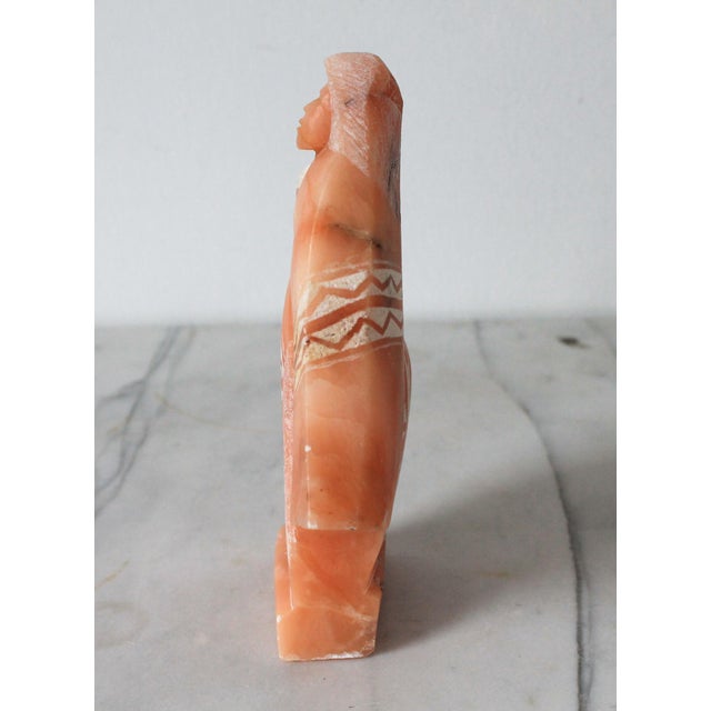 Mid 20th Century Vintage Hand-Carved Native American Navajo Orange Alabaster Stone Sculpture For Sale - Image 5 of 11