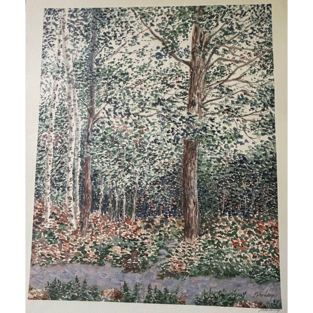 Vintage 1990s Lithograph Titled, "Birch Grove", Signed by Artist Peter Wong For Sale - Image 9 of 13