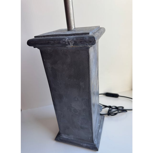 Mid 20th Century Pair of Imposing Vintage French Zinc Column Lamps For Sale - Image 9 of 13