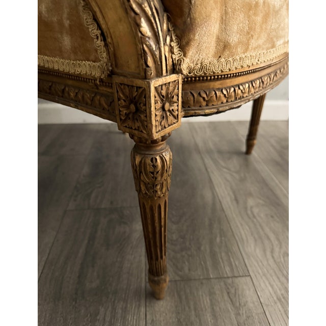 Wood Antique French Louis XVI Giltwood Armchair For Sale - Image 7 of 7