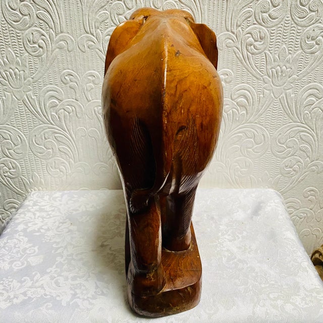 1960s Vintage Hand Carved Elephant Figurine For Sale - Image 12 of 13