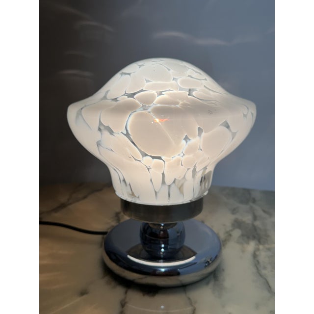 Vintage Italian Bedside Lamps in Chromed Metal and Murano Glass, 1970, Set of 2 For Sale - Image 6 of 9
