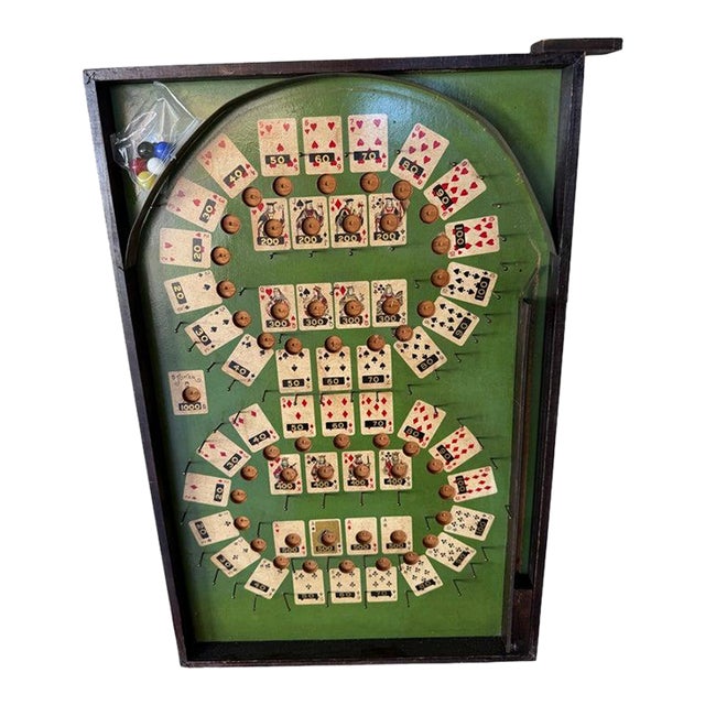 1930s Wooden Lindstroms Poker Pin Ball Game For Sale