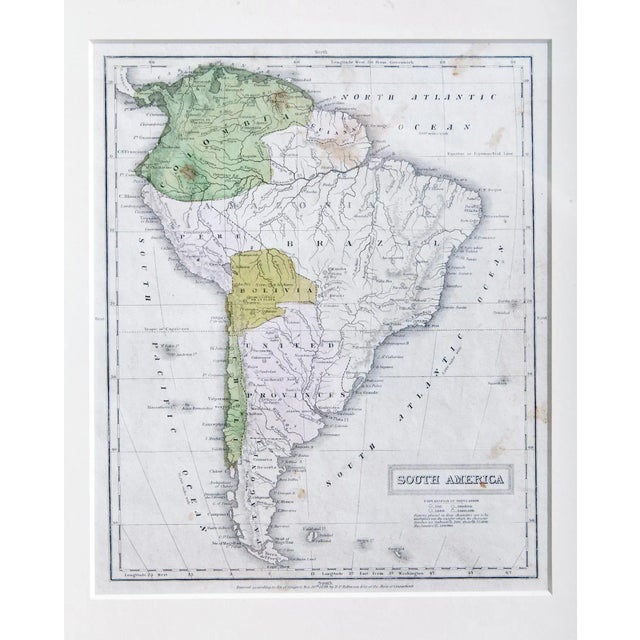 French Provincial Hand Colored Antique Map of South America, Framed For Sale - Image 3 of 5