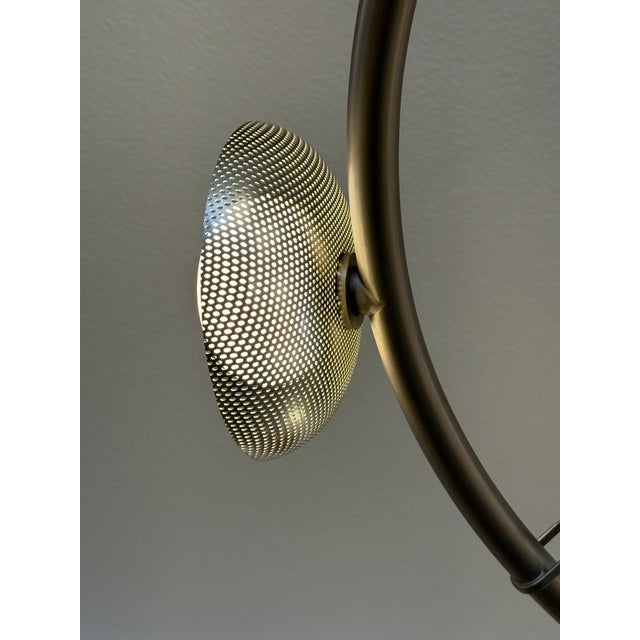 2010s West Elm Bezel Linear Chandelier Champagne Bronze For Sale - Image 5 of 16