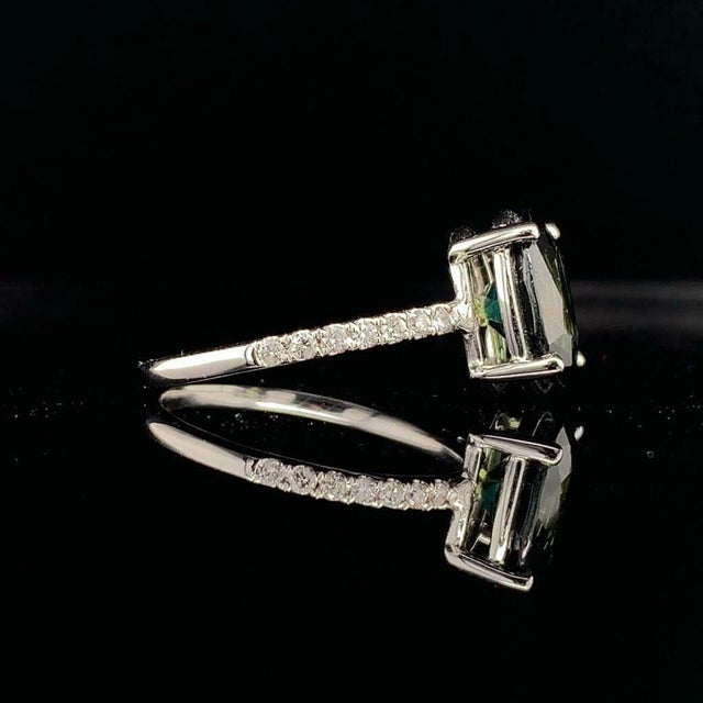 Sapphire Diamond Ring 14k White Gold 2.8 TCW Certified, Size 5 For Sale In New York - Image 6 of 11