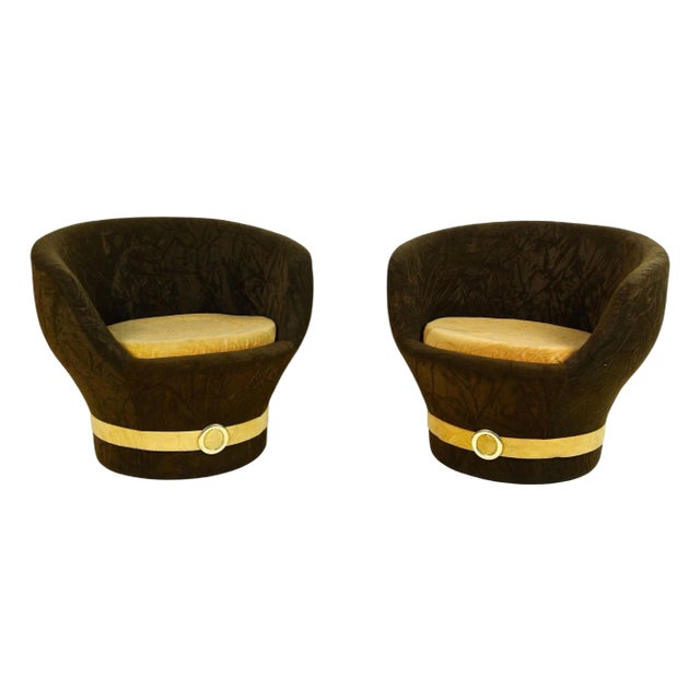 Set of Mid-Century Velvet Lounge Chairs, Italy, 1960s For Sale