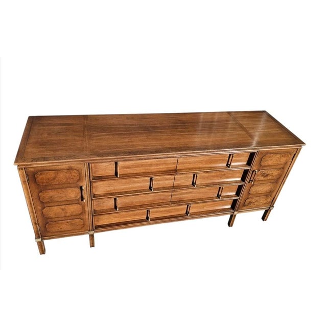 Brown Mid Century Thomasville Tamerlane Mid Century Modern Inlaid Burlwood Credenza Sideboard For Sale - Image 8 of 17