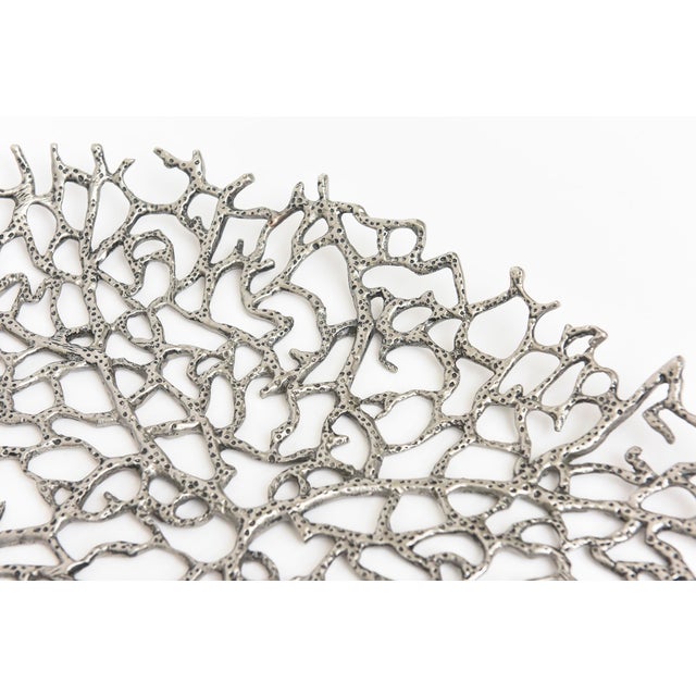 Metal Donna Karan for Lenox Abstract Silver Coral Design, Oval Tray For Sale - Image 7 of 11