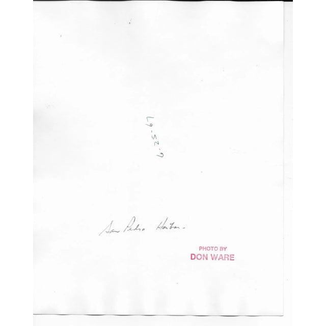 1967 black and white photo by Los Angeles, California photographer Don Ware (1921-2006) of a ship docked at San Pedro...