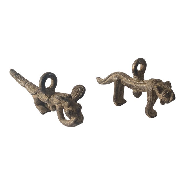 VTG Set of Two Gan Bronze Amulet Pendant/Gold Weight / Burkina Faso For Sale